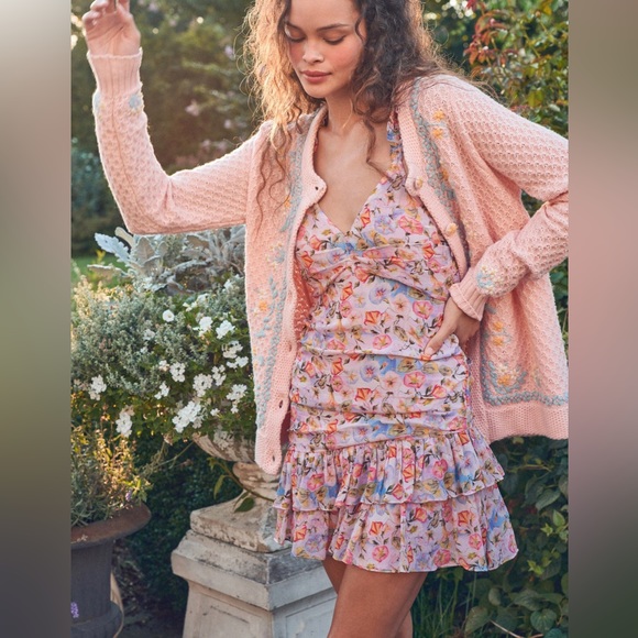 LoveShackFancy Ruffled Floral Crepon Mini Dress - Picture 15 of 15